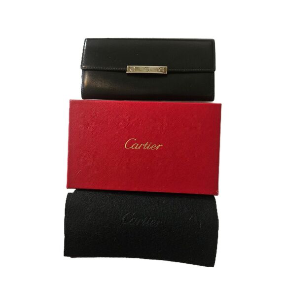 Cartier Black Onyx Leather Love Collection Continental Long Wallet w/ Box & COA - Picture 12 of 12